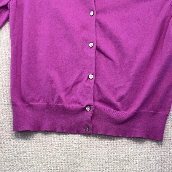 Lands' End Women's Fuchsia Cardigan M Medium Purple Button‎ Front Sweater - Picture 4 of 16